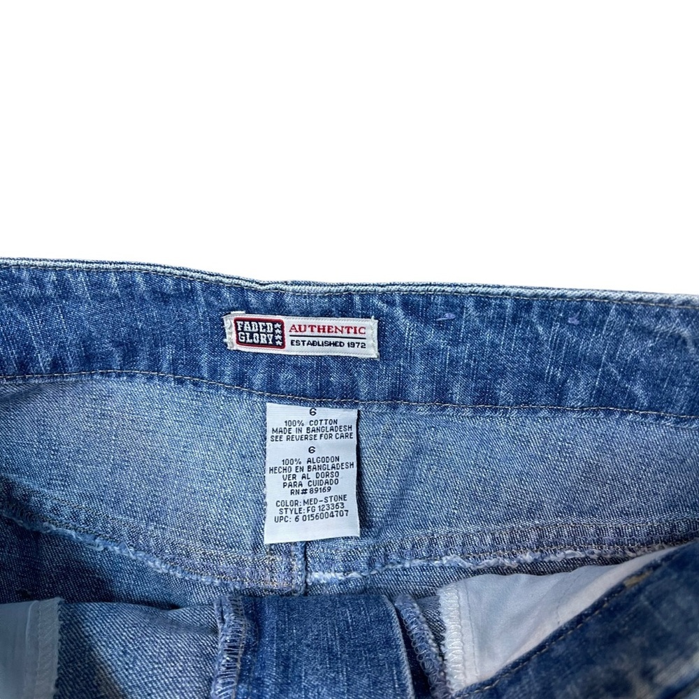 💙 Vintage Y2K Faded Glory Denim Skirt Rhinestone Studded Medium Wash‎ 6 - Picture 5 of 6